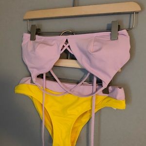 tie back triangle bikini top and chroma bottoms